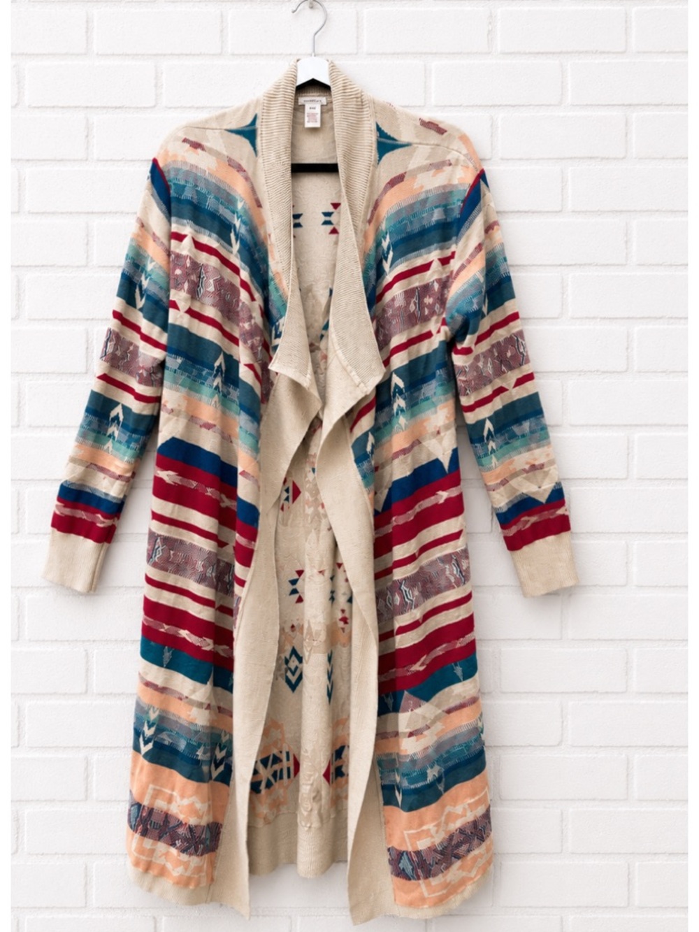 Sundance Duster Sweater Southwestern Ranch Style Long Cardigan Aztec RL Large